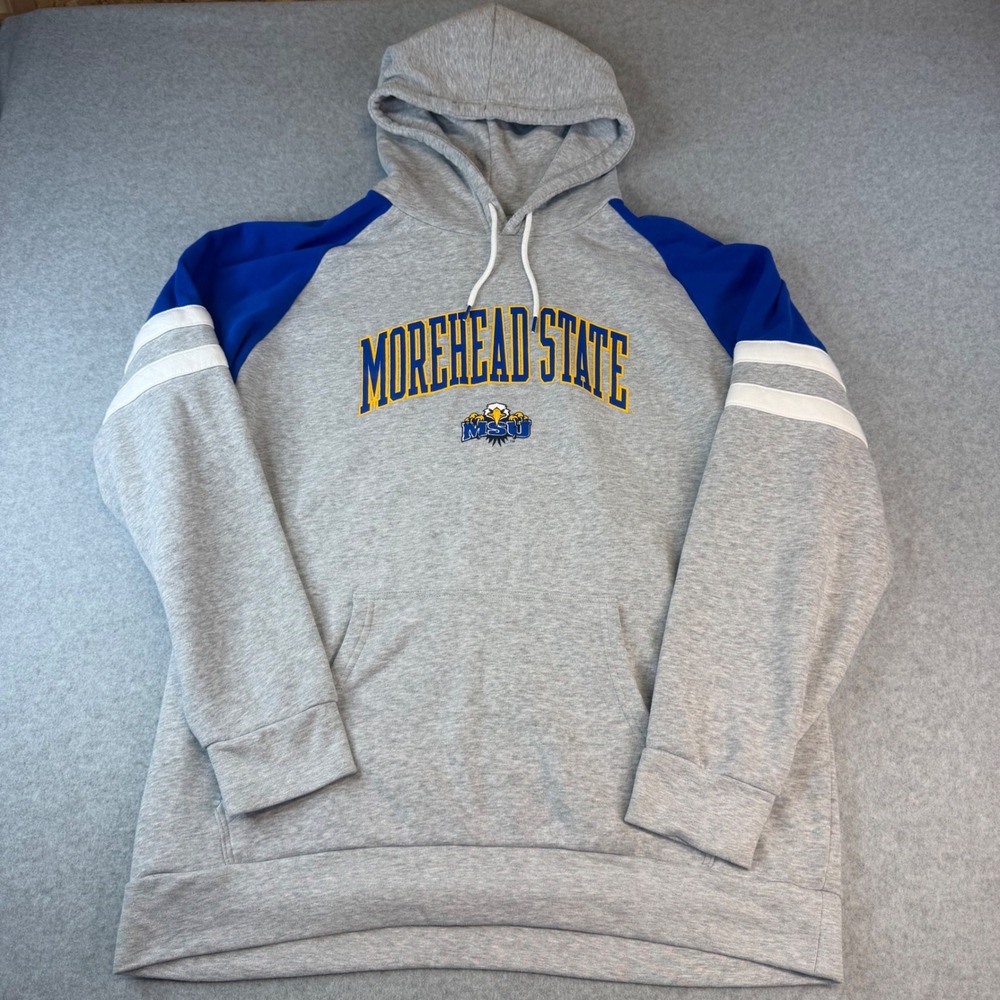 ProEdge Morehead State University Eagles Hoodie Mens XL Gray Blue Raglan MSU